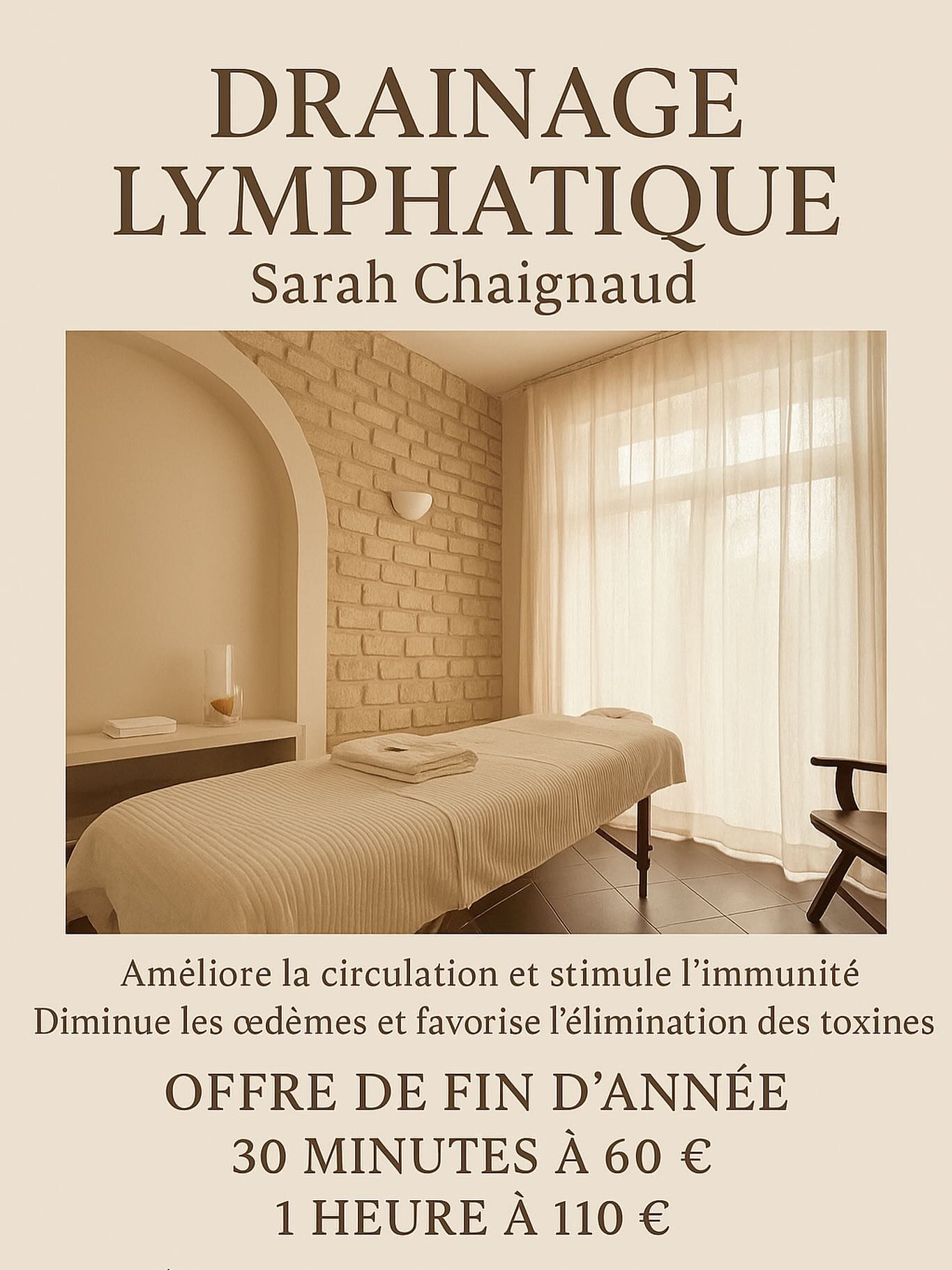 Et si votre bien-être devenait votre plus beau cadeau de fin d’année ?
✨ Offrez à votre corps un moment de légèreté et de bien-être ✨
Le drainage lymphatique stimule la circulation, renforce le système immunitaire et aide à éliminer les toxines. 🌿
Profitez de notre offre de fin d’année pour retrouver énergie et équilibre avant les fêtes 💆♀️
📍 Saint-Germain-en-Laye
📞 Réservation au 06 25 24 05 43
#DrainageLymphatique #BienÊtre #saintgermainenlaye