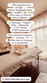 Prenez soin de vous ou faites plaisir à ceux que vous aimez 💛
Pour toute info ou réservation :
📞 06 25 24 05 43
📩 Par message ou directement via le réseau.
#massage #detox #drainage