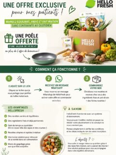 Priorisez votre santé !
UNE PETITE SURPRISE POUR MES PATIENTS ! a
En tant que diététicienne, je sais à quel point il peut être difficile de manger équilibré, varié et fait maison quand on manque de temps ou d’idées.
C’est pourquoi je vous partage aujourd’hui une offre HelloFresh qui peut vous permettre de découvrir le concept à petit prix
• Des repas offerts et une
poêle d’une valeur de 99,90€ vous attendent sur HelloFresh it En ce moment seulement, profitez de repas à petit prix et de votre cadeau en cliquant sur le lien
•>> https://chls.to/dLaVzHrUVj #Nutrition
#hellofresh #dieteticienne