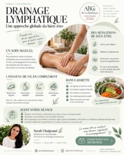 🌿 Le drainage lymphatique, un moment pour prendre soin de soi dans une démarche globale de bien-être.

Pratiqué avec des pressions douces et précises, ce soin manuel accompagne la circulation des liquides dans les tissus. Il peut procurer une sensation de légèreté, favoriser la détente et contribuer à atténuer temporairement certains gonflements.

Pour prolonger cette sensation de bien-être, le drainage s’accompagne idéalement de bonnes habitudes au quotidien :

💧 une hydratation adaptée à vos besoins ;
🚶‍♀️ une activité physique régulière ;
😴 un sommeil suffisamment réparateur ;
🥗 une alimentation variée et équilibrée.

Dans l’assiette, privilégiez des légumes et des fruits variés, des féculents adaptés à votre activité, des protéines, des matières grasses de qualité et une consommation raisonnable de produits très salés ou ultra-transformés.

Chaque accompagnement doit rester personnalisé. Avant la séance, pensez à signaler vos traitements, vos antécédents médicaux, une grossesse, un cancer ou une intervention chirurgicale récente. En cas de maladie chronique ou de doute, demandez préalablement l’avis de votre médecin.

✨ Envie de découvrir le drainage lymphatique et de bénéficier d’un accompagnement adapté à vos besoins ?

Prenez rendez-vous avec moi dans mon cabinet à Saint-Germain-en-Laye, directement sur Doctolib ou grâce au lien disponible dans ma bio.

Sarah Chaignaud
Diététicienne-Nutritionniste
Praticienne en drainage lymphatique

#DrainageLymphatique #SaintGermainEnLaye #bienétre