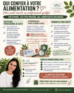 🥗 À qui confiez-vous votre alimentation… et votre santé ?

En France, le titre de diététicien est réglementé par le Code de la santé publique. Il repose sur une formation reconnue, un diplôme ou un titre autorisé ainsi qu’un enregistrement professionnel vérifiable grâce au numéro RPPS — anciennement ADELI.

À l’inverse, les appellations « coach en nutrition », « expert en nutrition » ou « nutritionniste » employées seules ne garantissent ni un diplôme reconnu ni le statut de professionnel de santé. Attention toutefois : un médecin nutritionniste est bien un médecin ayant suivi une formation complémentaire en nutrition.

Choisir un diététicien, c’est bénéficier :

🌿 De conseils adaptés à votre santé, vos traitements et votre histoire
🌿 D’un accompagnement fondé sur les connaissances scientifiques
🌿 D’une prise en charge personnalisée, sans promesse miracle
🌿 D’une orientation vers un médecin lorsque la situation le nécessite
🌿 D’un suivi bienveillant, durable et sans régime restrictif

Avant de prendre rendez-vous, vérifiez toujours le titre exact, le diplôme et l’identifiant RPPS du professionnel dans l’Annuaire Santé officiel.

Les réseaux sociaux regorgent de conseils séduisants, mais une belle communication ne remplace pas des compétences vérifiables. Votre alimentation influence votre santé : elle mérite un accompagnement sérieux et qualifié.

Votre santé n’a pas de prix. 🤍

📍 Prenez rendez-vous avec moi au cabinet de Saint-Germain-en-Laye ou directement sur Doctolib.

#DiététicienneNutritionniste #ProfessionnelDeSanté #nutritionresponsable
