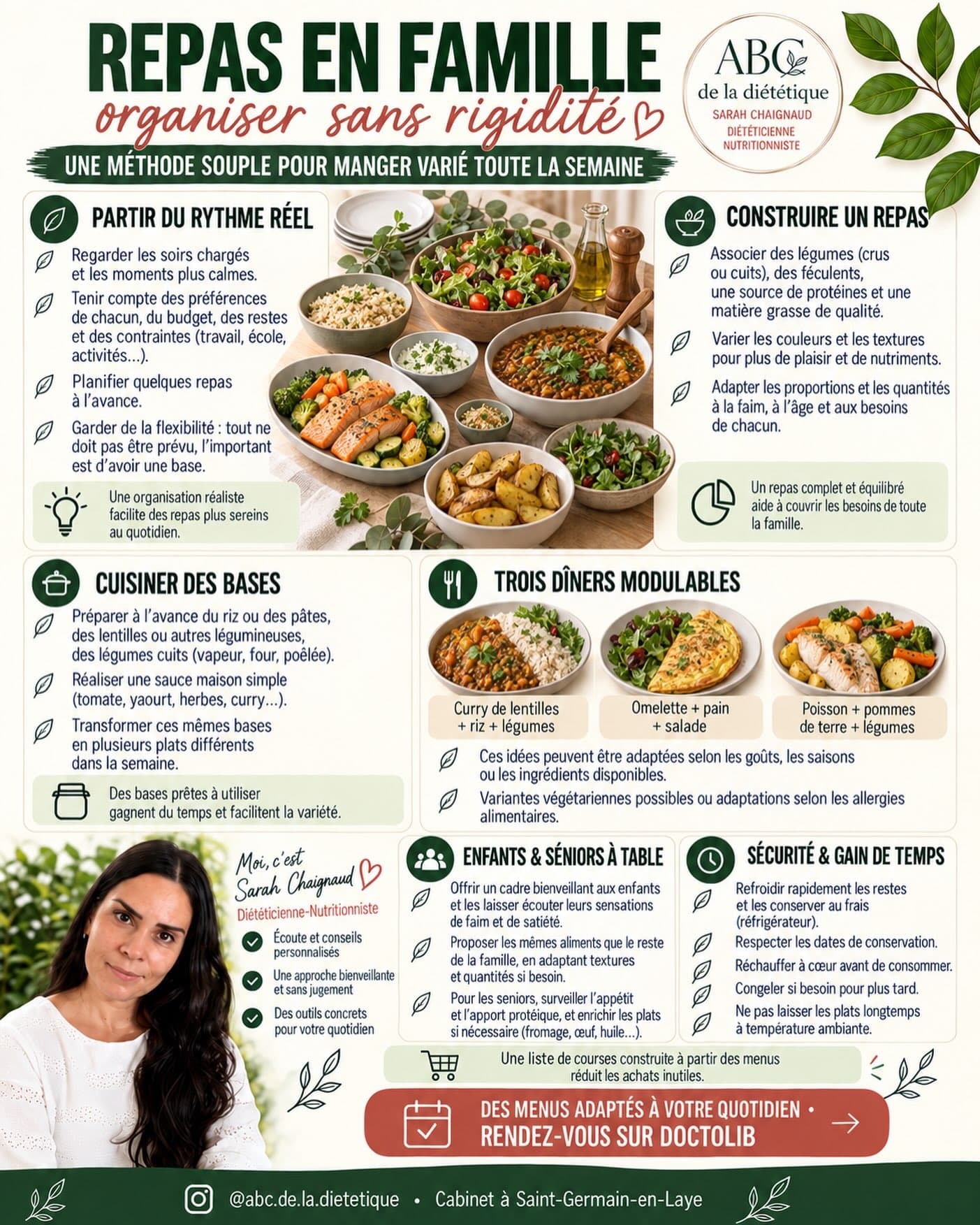 Prévoir quelques repas à l’avance peut alléger les soirées sans imposer un menu rigide à toute la famille.

Une base de légumes, un féculent, une source de protéines : avec quelques préparations simples, on peut composer plusieurs repas et les adapter à l’appétit de chacun. Besoin d’idées qui correspondent vraiment à votre quotidien ? Prenez rendez-vous avec moi sur Doctolib.

#RepasEnFamille #OrganisationDesRepas #abcdeladietetique
