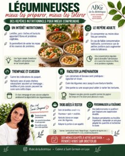 Lentilles, pois chiches et haricots apportent des fibres et des protéines végétales. Le repère : au moins deux fois par semaine, en augmentant progressivement les quantités selon votre tolérance.

Une cuisson suffisante, le rinçage des conserves et des textures adaptées peuvent aider. Le trempage dépend du produit : toutes les légumineuses n’en ont pas besoin !

📅 Des difficultés digestives ? Je vous aide à adapter vos repas. Rendez-vous sur Doctolib.

#Legumineuses #ConfortDigestif #abcdeladietetique