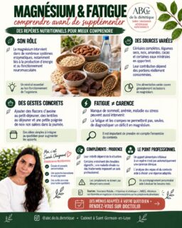 Fatigue ou crampes ne signifient pas automatiquement un manque de magnésium. Le sommeil, le stress ou une autre cause médicale peuvent aussi intervenir.

Légumineuses, céréales complètes, amandes et certaines eaux minérales contribuent aux apports. Avant un complément, évaluons votre alimentation et votre contexte : davantage n’est pas toujours mieux.

📅 Je vous accompagne pour identifier les ajustements utiles. Prenez rendez-vous sur Doctolib.

#Magnesium #EquilibreAlimentaire #abcdeladietetique
